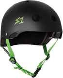 S1 Lifer Helmet - Black Matte w/ Bright Green Straps Safety Gear S1 XS