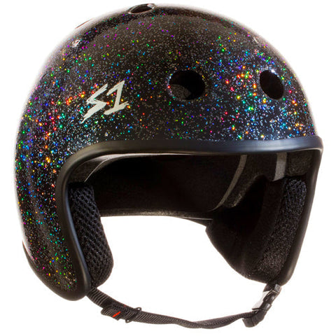 S1 Retro Helmet Black Gloss Glitter Helmet S1 Adult Small