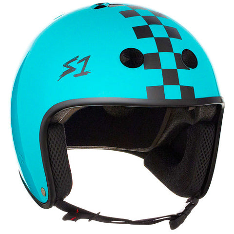 S1 Retro Helmet Lagoon Gloss Checkers Helmet S1 Adult Small