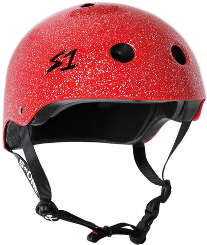 glitzer fahrradhelm S1 Lifer Helm - Silberglänzender Glitzer | Sicherheitsausrüstung | Alpha Pro Scooter