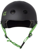 S1 Lifer Helmet - Black Matte w/ Bright Green Straps Safety Gear S1 
