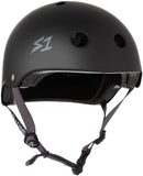 S1 Matte Black With Colored Straps Lifer Helmet Safety Gear S1 Black Matte w/ Grey Straps XS 