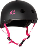S1 Matte Black With Colored Straps Lifer Helmet Safety Gear S1 Black Matte w/ Pink Straps XS 