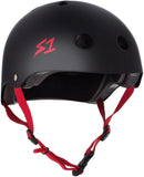 S1 Matte Black With Colored Straps Lifer Helmet Safety Gear S1 Black Matte w/ Red Straps XS 