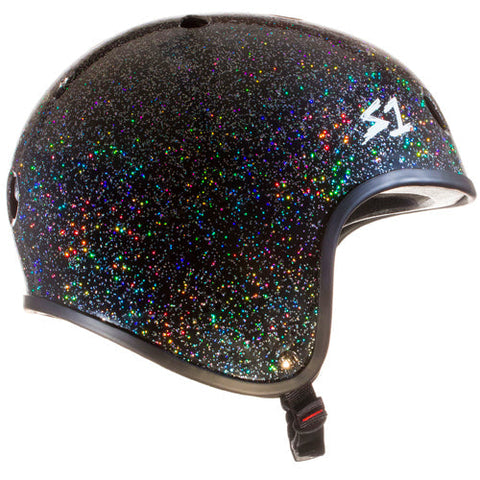 glitter helmet motorcycle S1 Retro Helmet Black Gloss Glitter